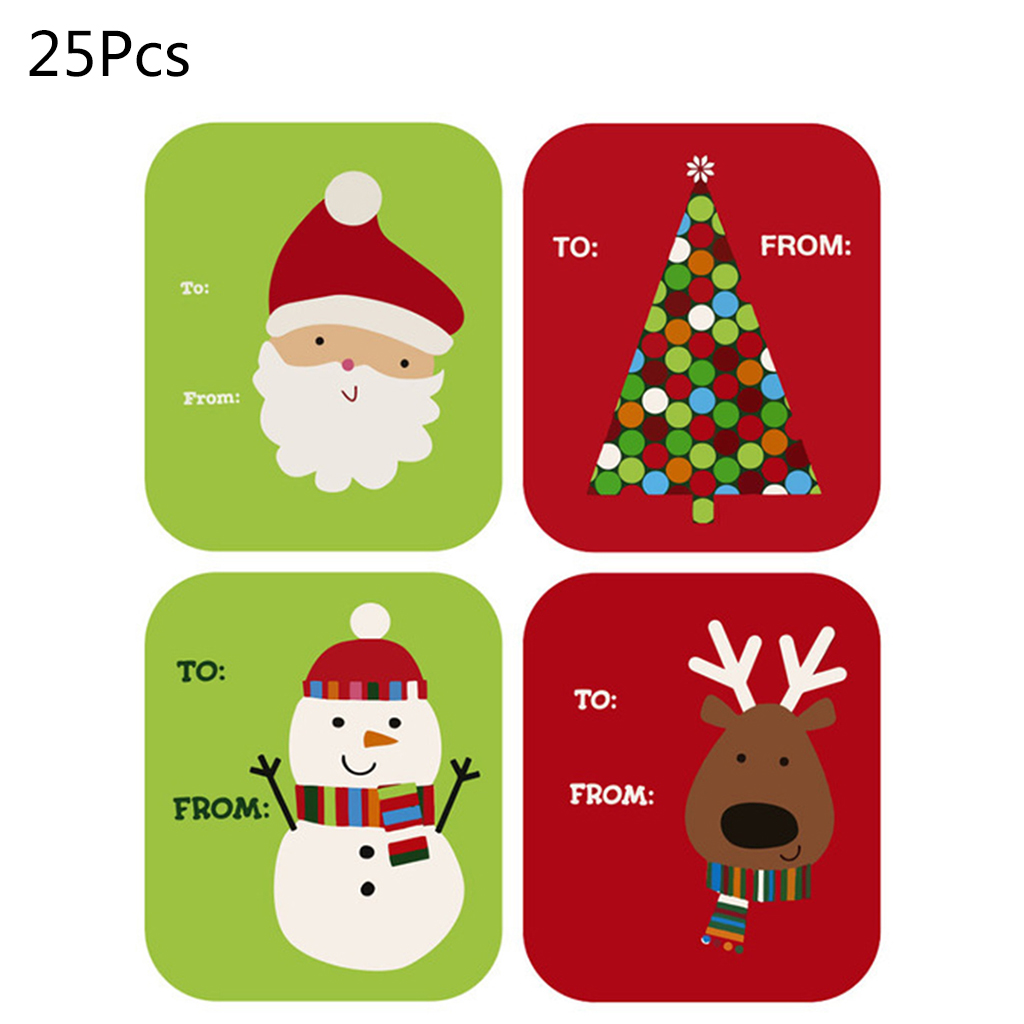 HGYCPP 100pcs Merry Christmas Stickers Writable Name Tags Xmas